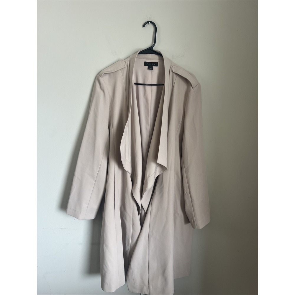 Halogen Taupe Drape Open Front Minimalist Neutral Career Wear Jacket Size 2X